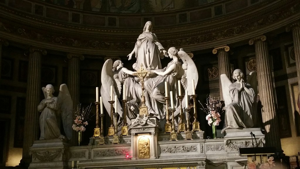 Charles Marochetti's Mary Magdalene Ascending to Heaven. This statue is behind the high alter and shows Mary Magdalene pregnant.