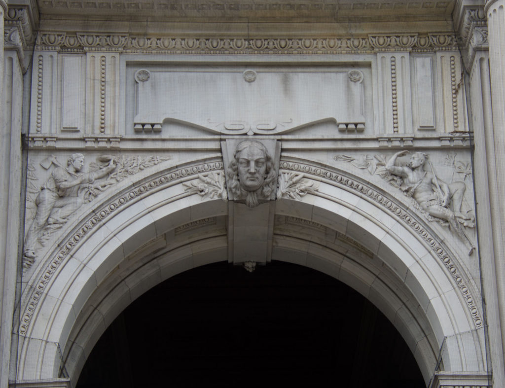 William Penn as a keystone to one of the entry arches of Philadelphia City Hall