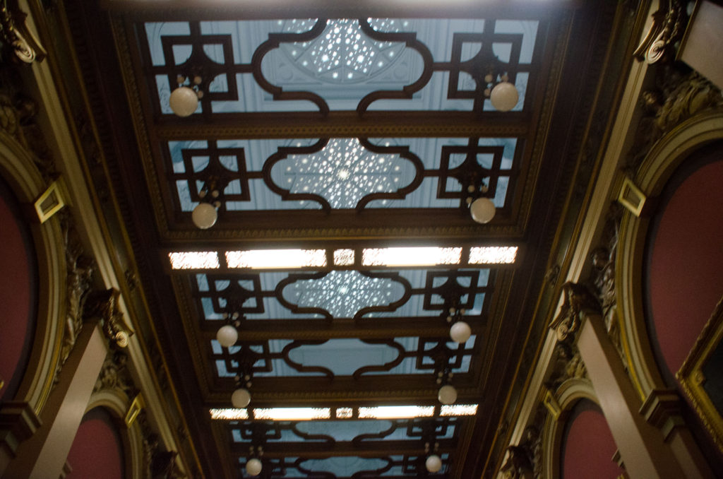 The second floor corridor has an intriguing star like pattern as you move under the ceiling
