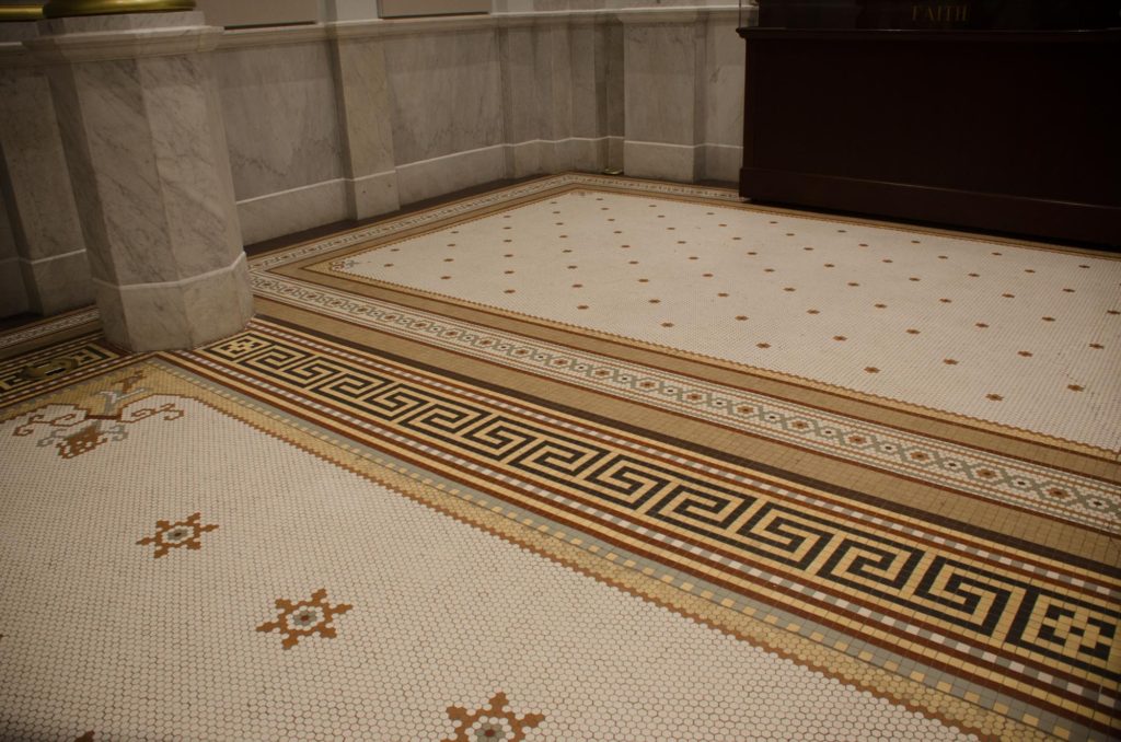 One of the elaborate tile floors in the Temple.